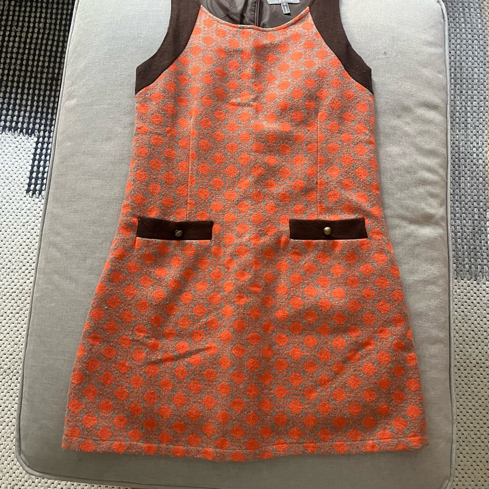 Gracia Orange and Brown Sleeveless Dress Small